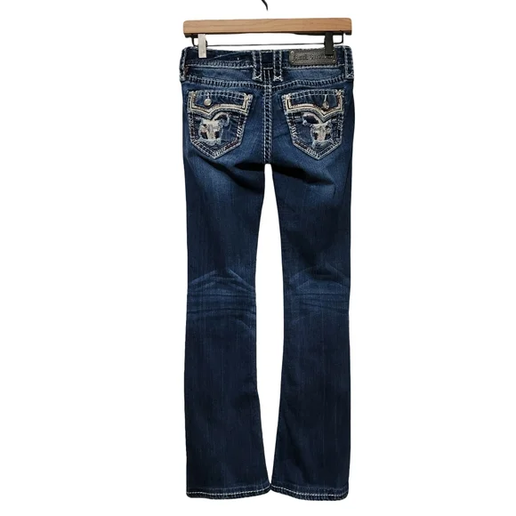 ROCK REVIVAL Betty Jeans Womens Size 23 Bootcut Y2K Bling Distressed Rhinestones - Picture 3 of 15